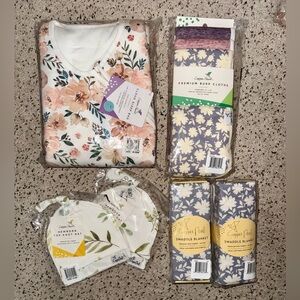 Copper Pearl NWT Lot of Swaddle, Sleep Sack, Burp Cloths